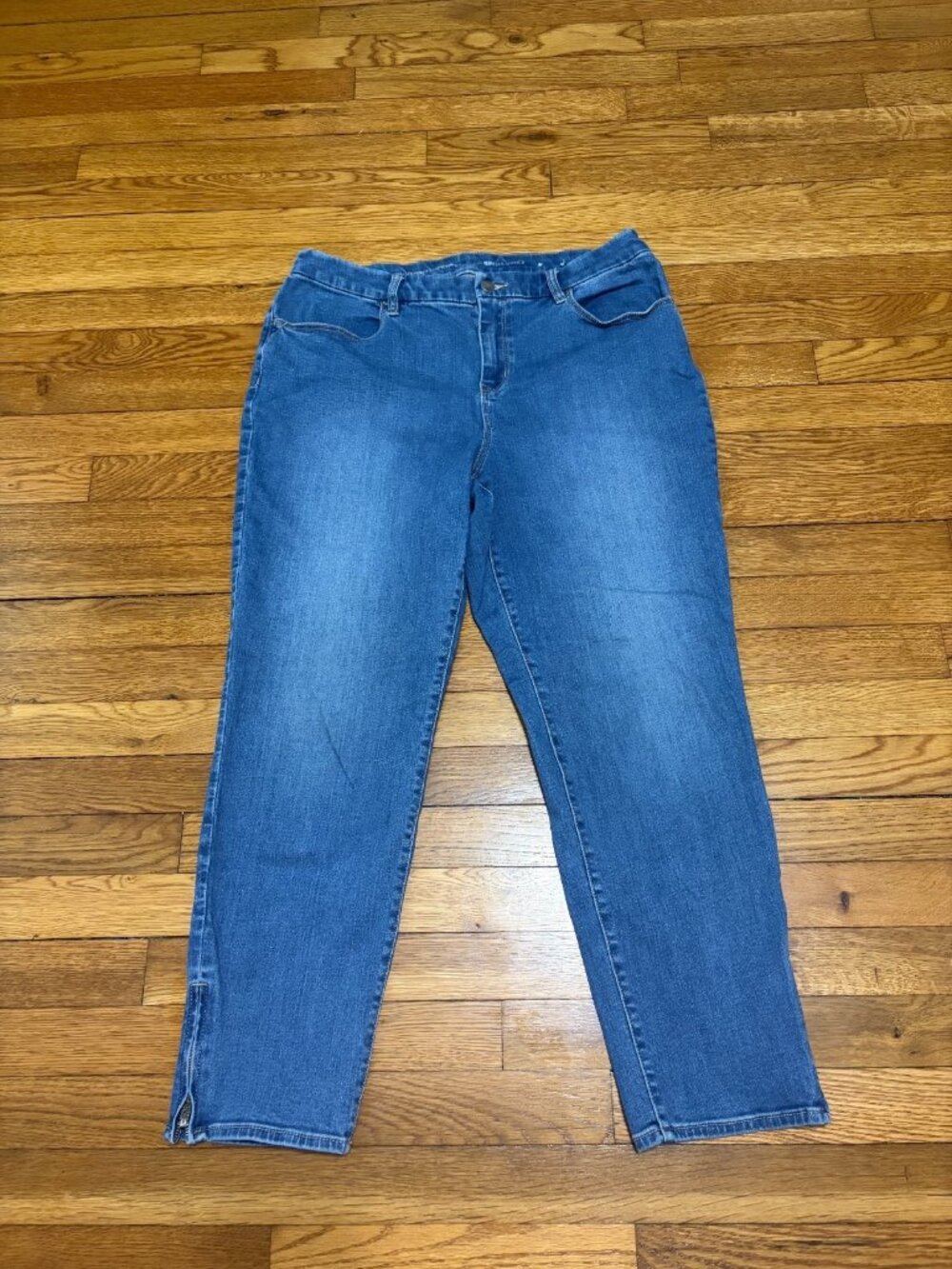 Chico's Perfect Stretch Girlfriend Slim Leg Ankle Jeans Sz 2 (US 12) Blue Denim
